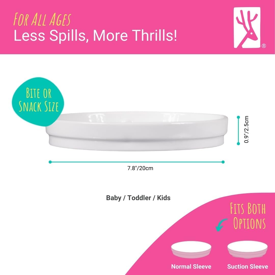 Elk and Friends Kids 7.8” Porcelain White Plates | Divided Plates | Suitable for Kids/Toddlers |