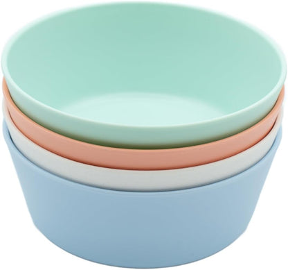 WeeSprout Bamboo Kids Bowls, Set of Four 10 oz Kid-Sized Bamboo Bowls, Dishwasher Safe Kid Bowls