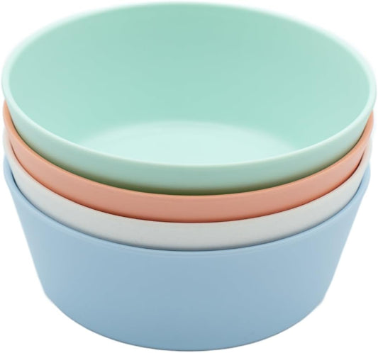 WeeSprout Bamboo Kids Bowls, Set of Four 10 oz Kid-Sized Bamboo Bowls, Dishwasher Safe Kid Bowls