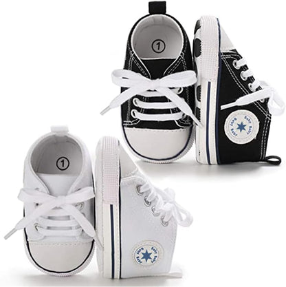 Unisex Baby Girls Boys Canvas High-top Shoes, Newborn Infant Anti-Slip Soft Sole Frist Walking