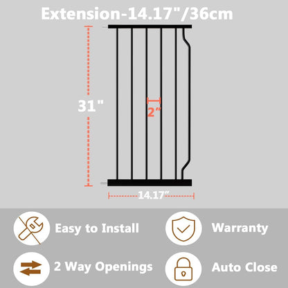 Fairy Baby Safety Gate 14.17 inch Extension for Extra Wide Baby Gate Dog gate Pressure Mounted Walk