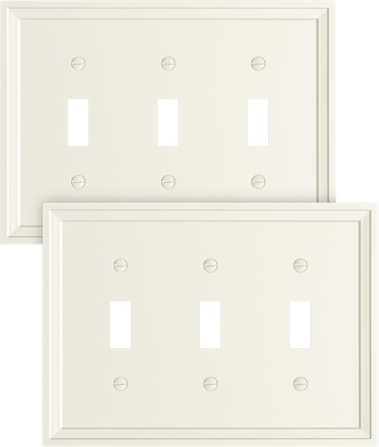 2-Pack Triple Toggle Light Switch Cover Plate, Light Almond Decorative Switch Plate Covers, Natural