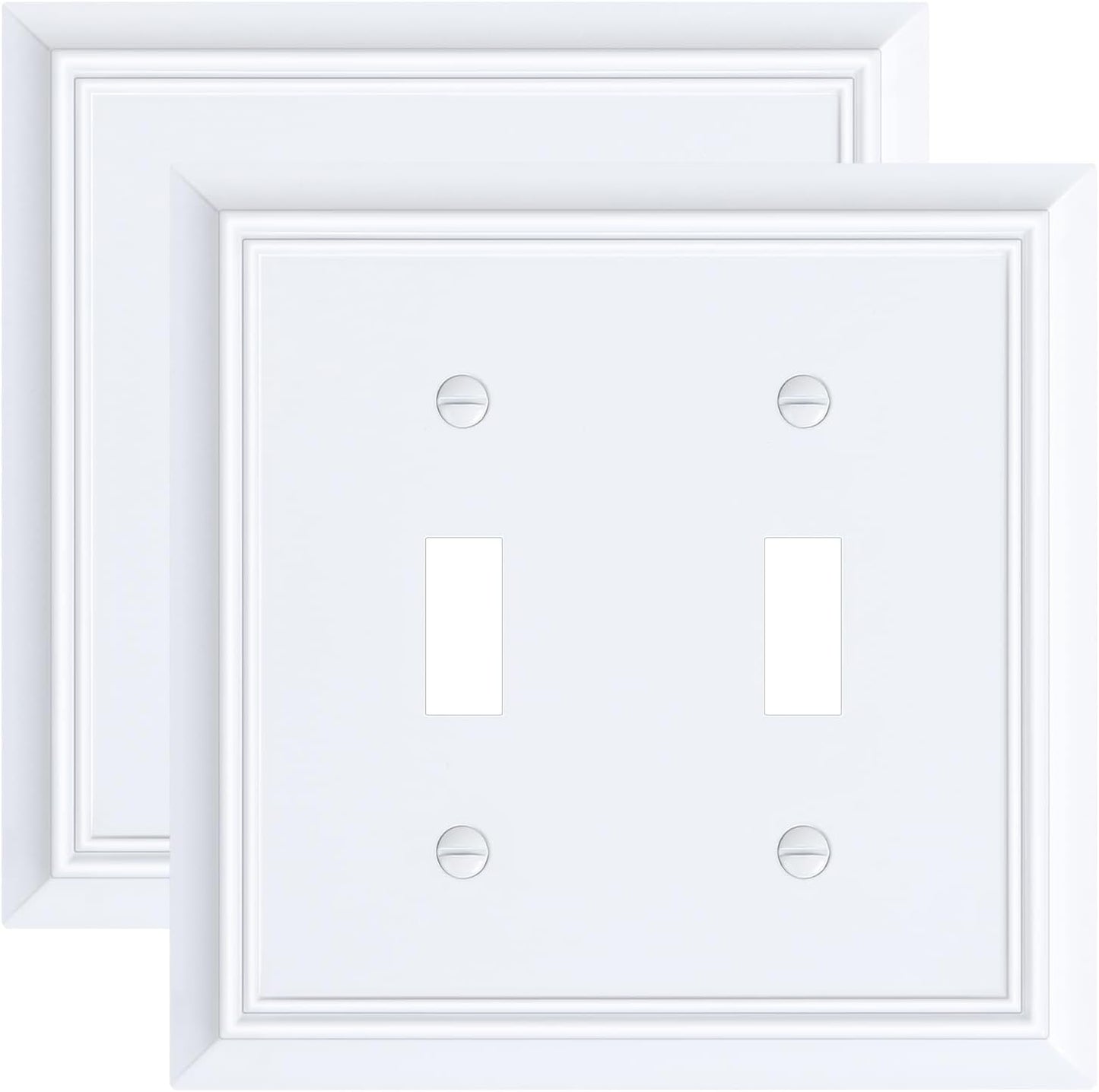 2-Pack Double Toggle Light Switch Cover Plate, Durable Natural Bamboo Fiber Decorative Switch Plate