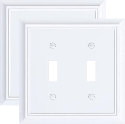 2-Pack Double Toggle Light Switch Cover Plate, Durable Natural Bamboo Fiber Decorative Switch Plate