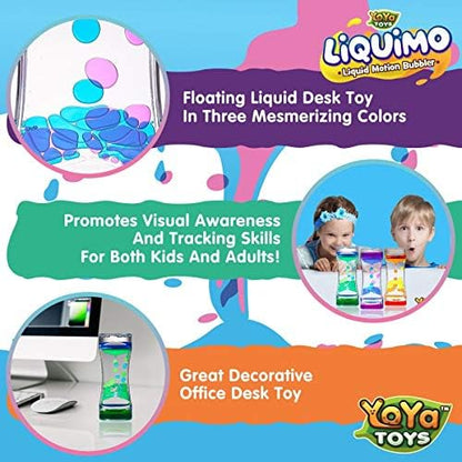 YoYa Toys Liquimo - Calming Liquid Motion Bubbler - 3 Pack - Toys for Kids and Adults - Hourglass