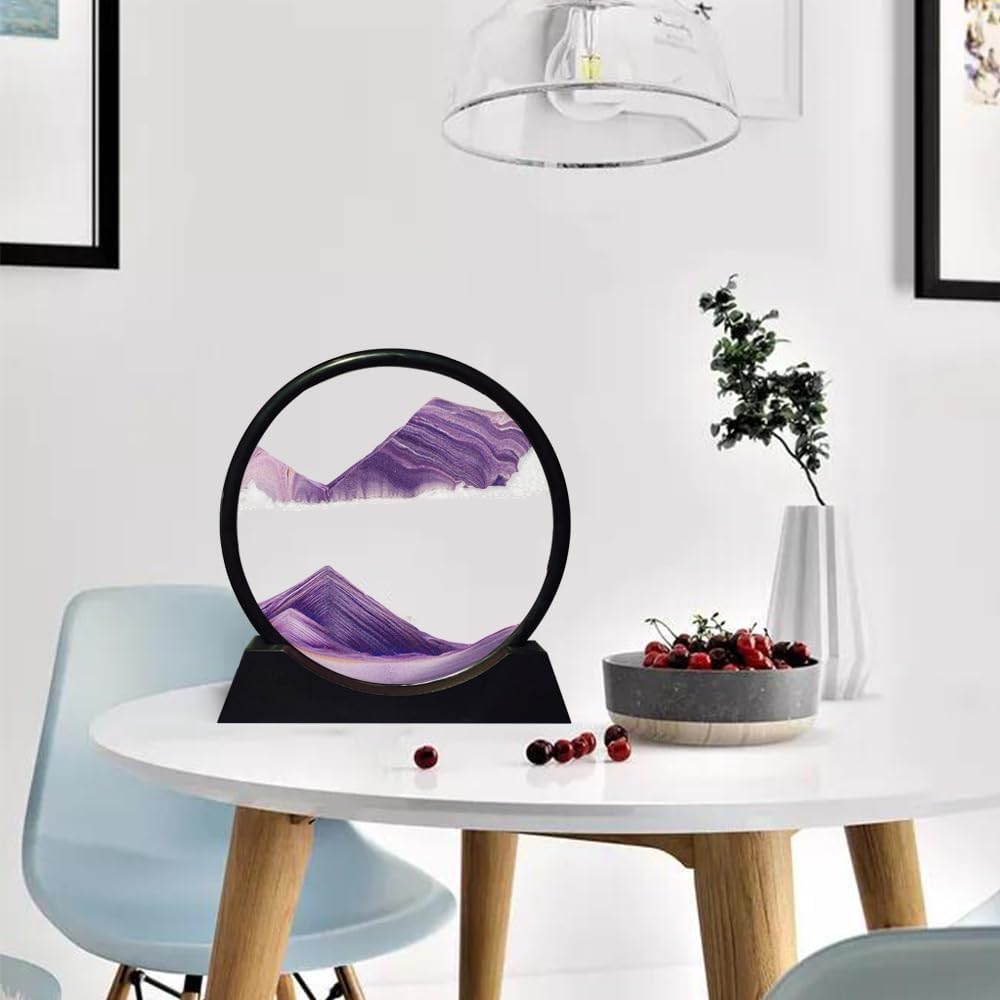 Aoderun Moving Sand Art Picture Round Glass 3D Deep Sea Sandscape in Motion Display Flowing Sand