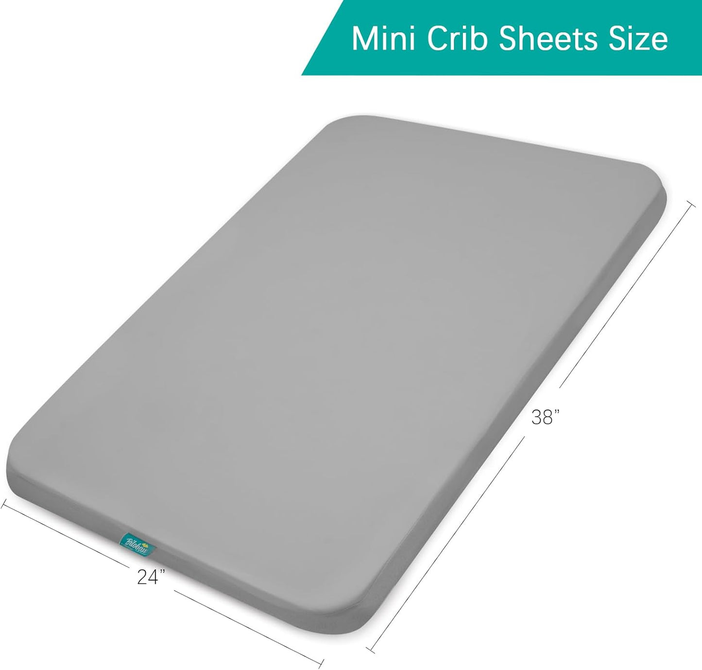 Biloban Mini Crib Sheets Fitted Waterproof 38'' x 24'', 2 Pack Mattress Protector Cover Fits for