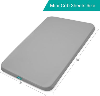 Biloban Mini Crib Sheets Fitted Waterproof 38'' x 24'', 2 Pack Mattress Protector Cover Fits for