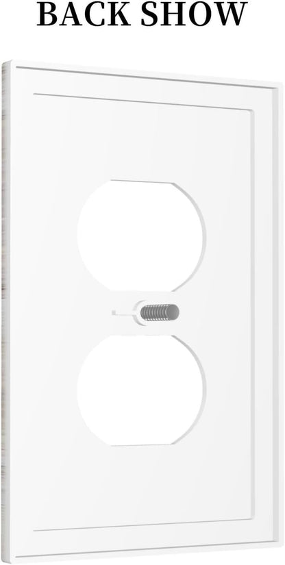 Outlet Covers Rustic Vintage White Wood Grain 1 Gang Duplex Wall Plate Decorative Switch Plates
