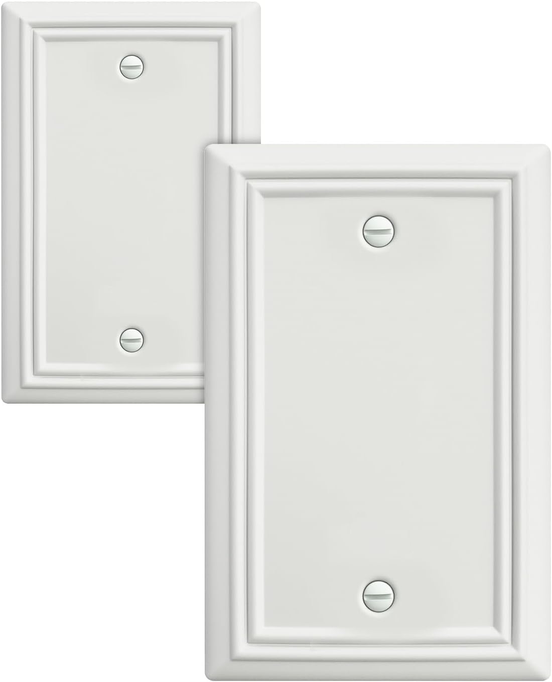 2-Pack Blank Wall Plate, Metal Plate Cover for Unused Outlets, Off White Finish, 3.15''*4.88''