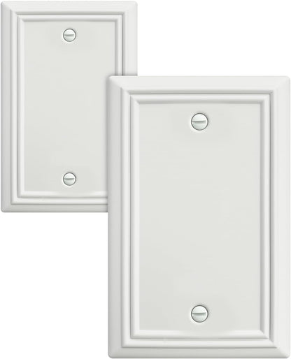 2-Pack Blank Wall Plate, Metal Plate Cover for Unused Outlets, Off White Finish, 3.15''*4.88''