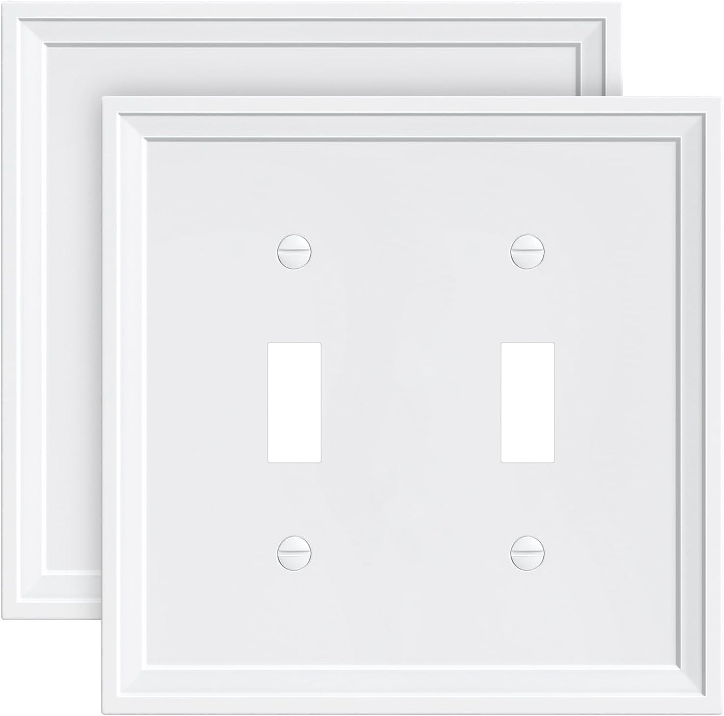 2-Pack Double Toggle Light Switch Cover Plate, White Decorative Dual Switch Plate Covers,Natural