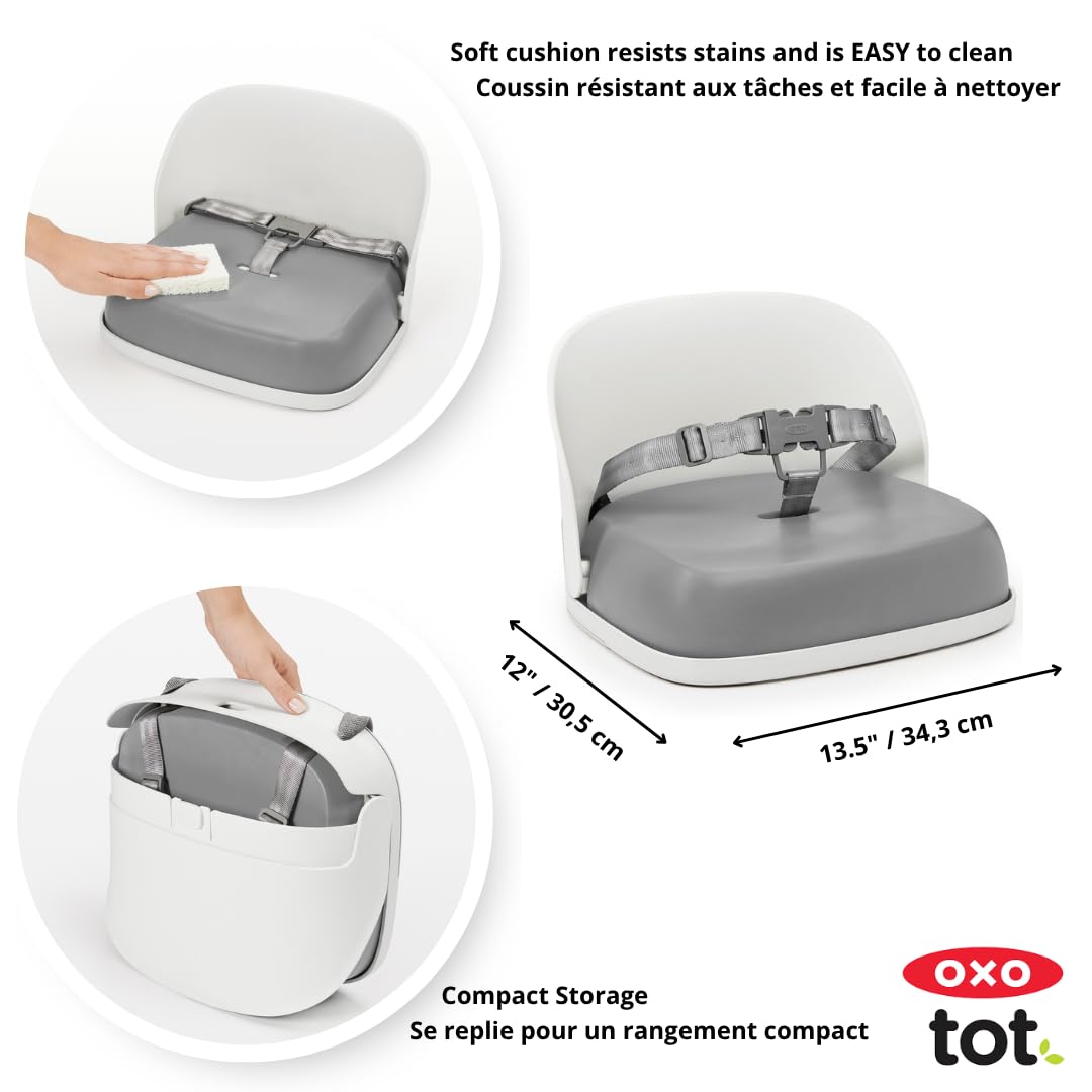 Portable Travel Booster Seat, Straps Securely To Dining Chair, Compact Fold, Wipeable Seat, Ideal
