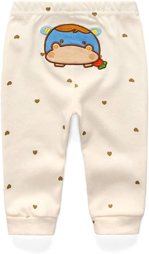 Unisex Newborn Baby Cotton 4-Pack Pants Embroidery Pringting Casual Leggings 0-24 Months for Boys