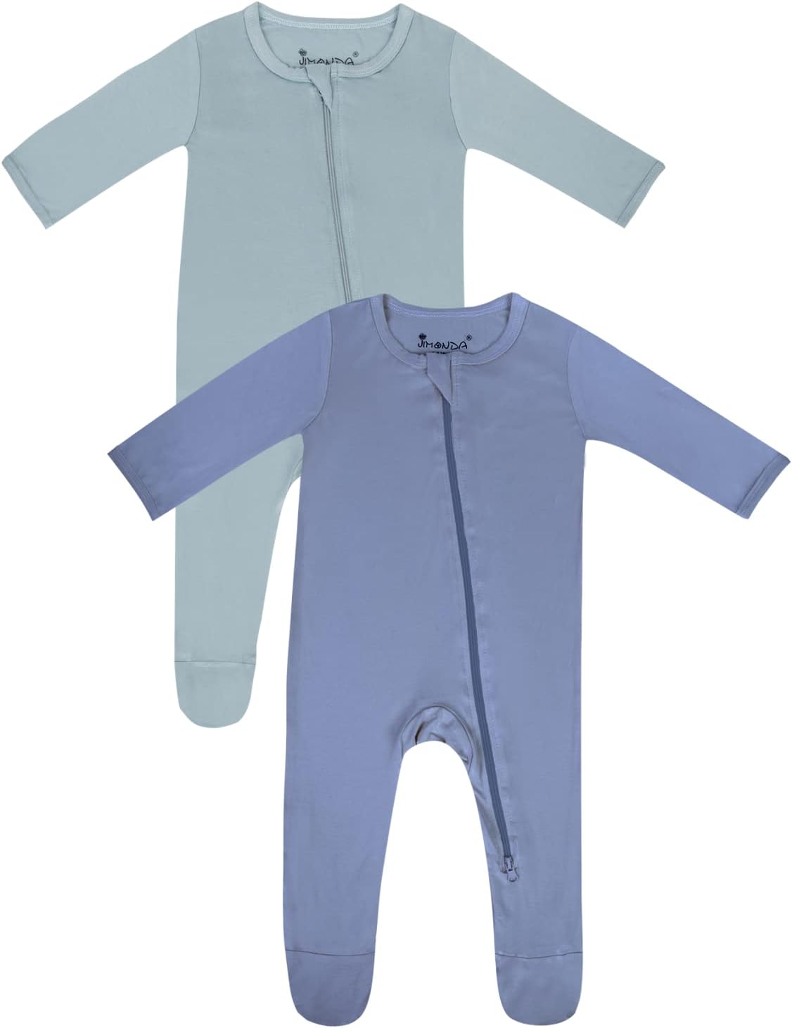 Jimonda Bamboo Baby Pajamas,Unisex Boys Girls One-Piece Footies,Long Sleeve Sleepers 2-Way Zip