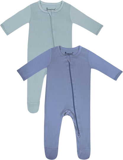 Jimonda Bamboo Baby Pajamas,Unisex Boys Girls One-Piece Footies,Long Sleeve Sleepers 2-Way Zip