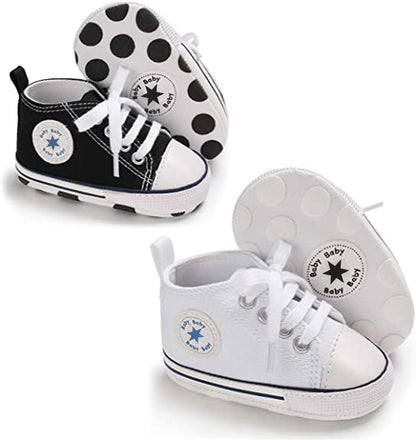 Unisex Baby Girls Boys Canvas High-top Shoes, Newborn Infant Anti-Slip Soft Sole Frist Walking