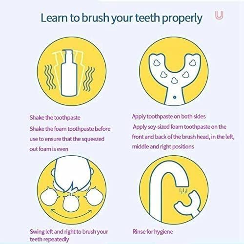 Kids Electric Toothbrush，Toddler Toothbrush Waterproof Battery Powered 360 Automatic Sonic u Shaped