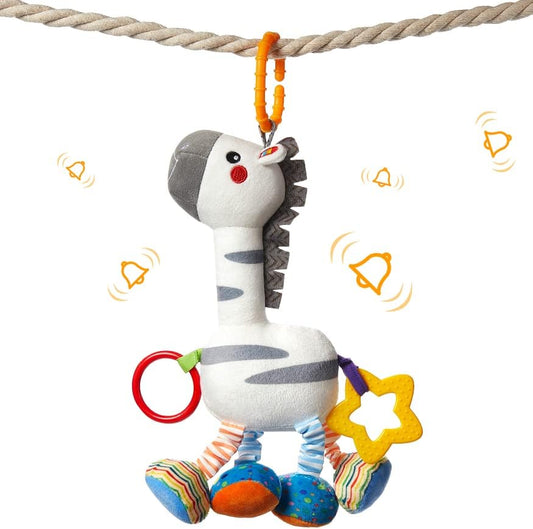 TUMAMA Baby Hanging Toys, Plush Animals Baby Rattle Crinkle Squeaky Toys Car Seat Stroller Mobile