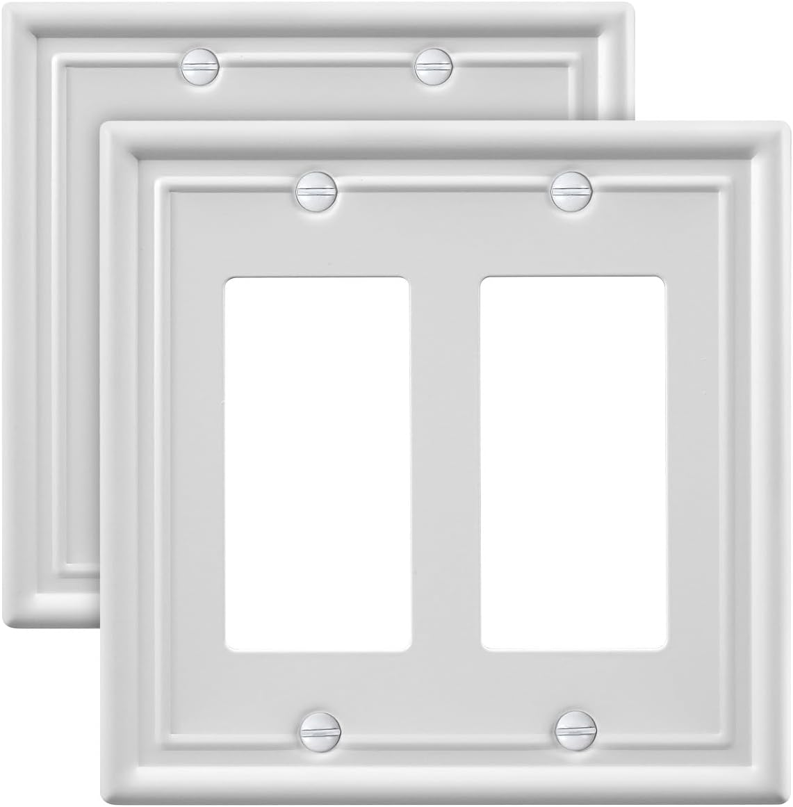 2-Pack Double Decorator Wall Plate, Off White Outlet Cover Plate for GFCI Outlet, Receptacle