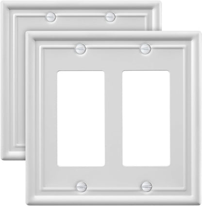 2-Pack Double Decorator Wall Plate, Off White Outlet Cover Plate for GFCI Outlet, Receptacle