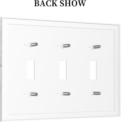Decorative Switch Plates Rustic Vintage White Wood Grain 3 Gang Wall Plate Triple Toggle Light