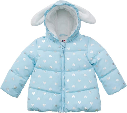 Rokka&Rolla Baby Girls' Water-Resistant Soft Mini Fur Lined Puffer Jacket Winter Coat for Newborn