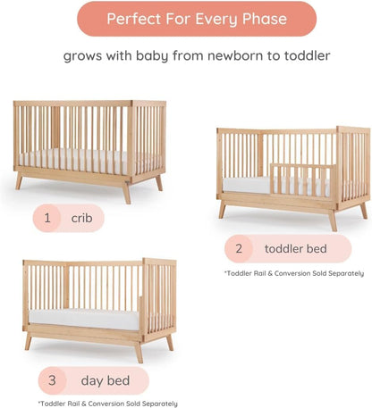 dadada Baby Soho 3-in-1 Convertible Wooden Crib to Toddler Bed - Made in Italy, GREENGUARD Gold