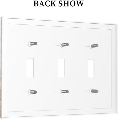 Brown Marble Granite Golden Lines Print Decorative Switch Plates 3 Gang Wall Plate Triple Toggle