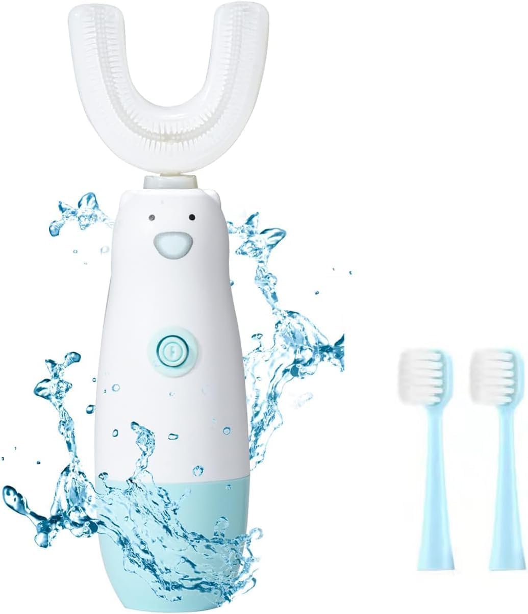 Kids Electric Toothbrush，Toddler Toothbrush Waterproof Battery Powered 360 Automatic Sonic u Shaped