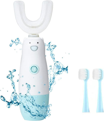 Kids Electric Toothbrush，Toddler Toothbrush Waterproof Battery Powered 360 Automatic Sonic u Shaped