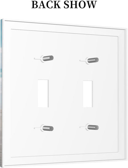 Decorative Switch Plates Beach Waves Brown Wood Starfish Shells 2 Gang Double Toggle Outlet Light
