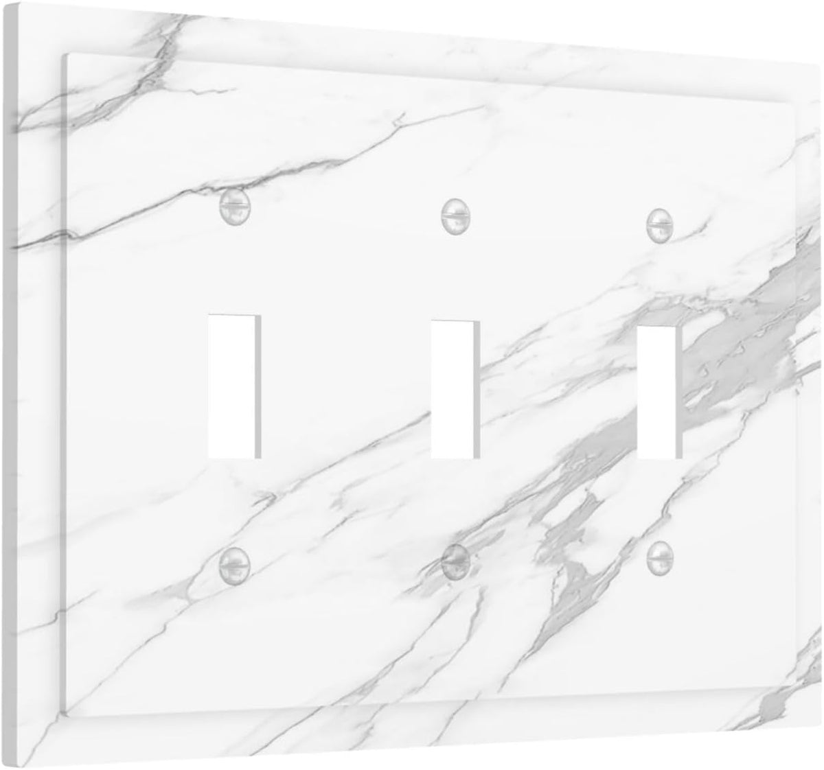 Decorative Switch Plates Modern White Gray Marble 3 Gang Wall Plate Triple Toggle Light Switch