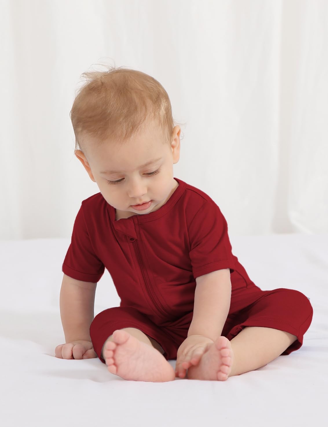 Jimonda Boys Baby Girls Short Sleeve Romper Unisex Baby Footless Pajamas With Viscose 2-Way Zipper
