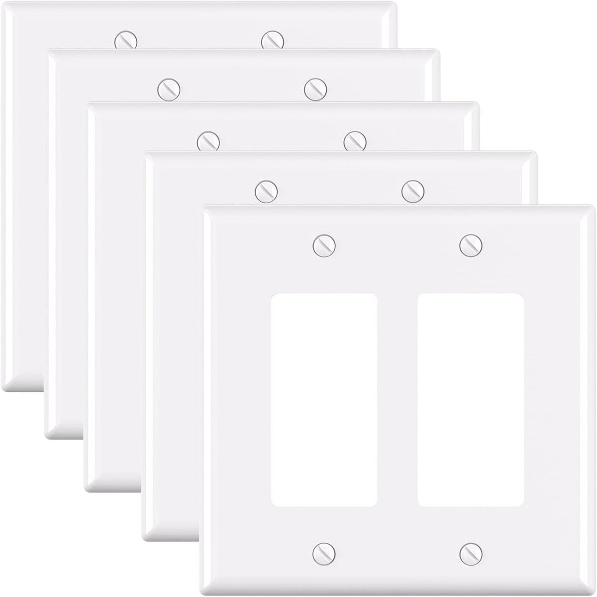 ELEGRP 2-Gang Decorative Wall Plates, Mid-Size 4.88" H x 4.94" L Unbreakable Thermoplastic