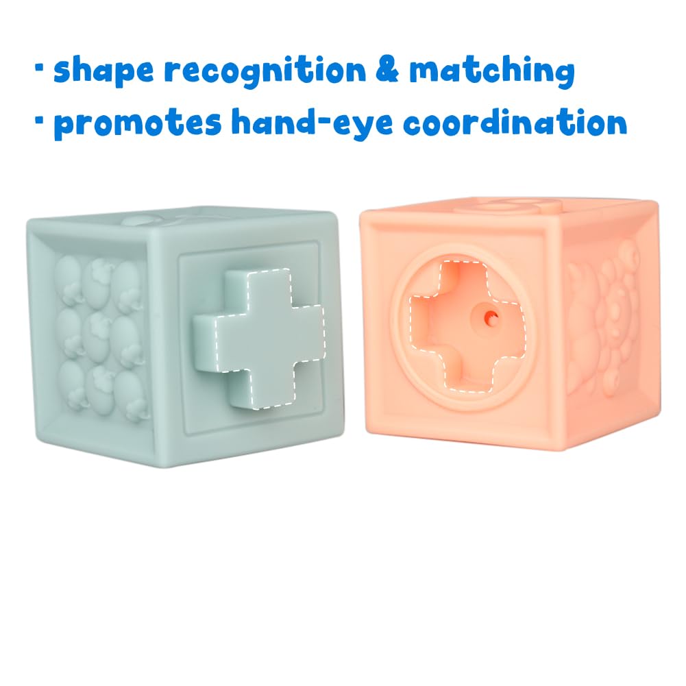 Litand Soft Stacking Blocks for Baby - Sensory Montessori Toys Toddler Activities - Gifts for Boy