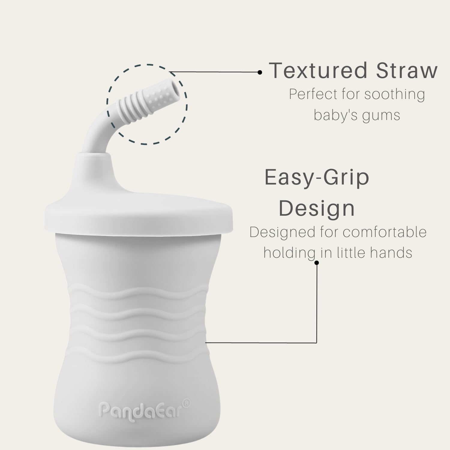 PandaEar Silicone Training Cup, 3 Pack Baby Drinking Sippy Cups with Straw for Baby and Toddler 6