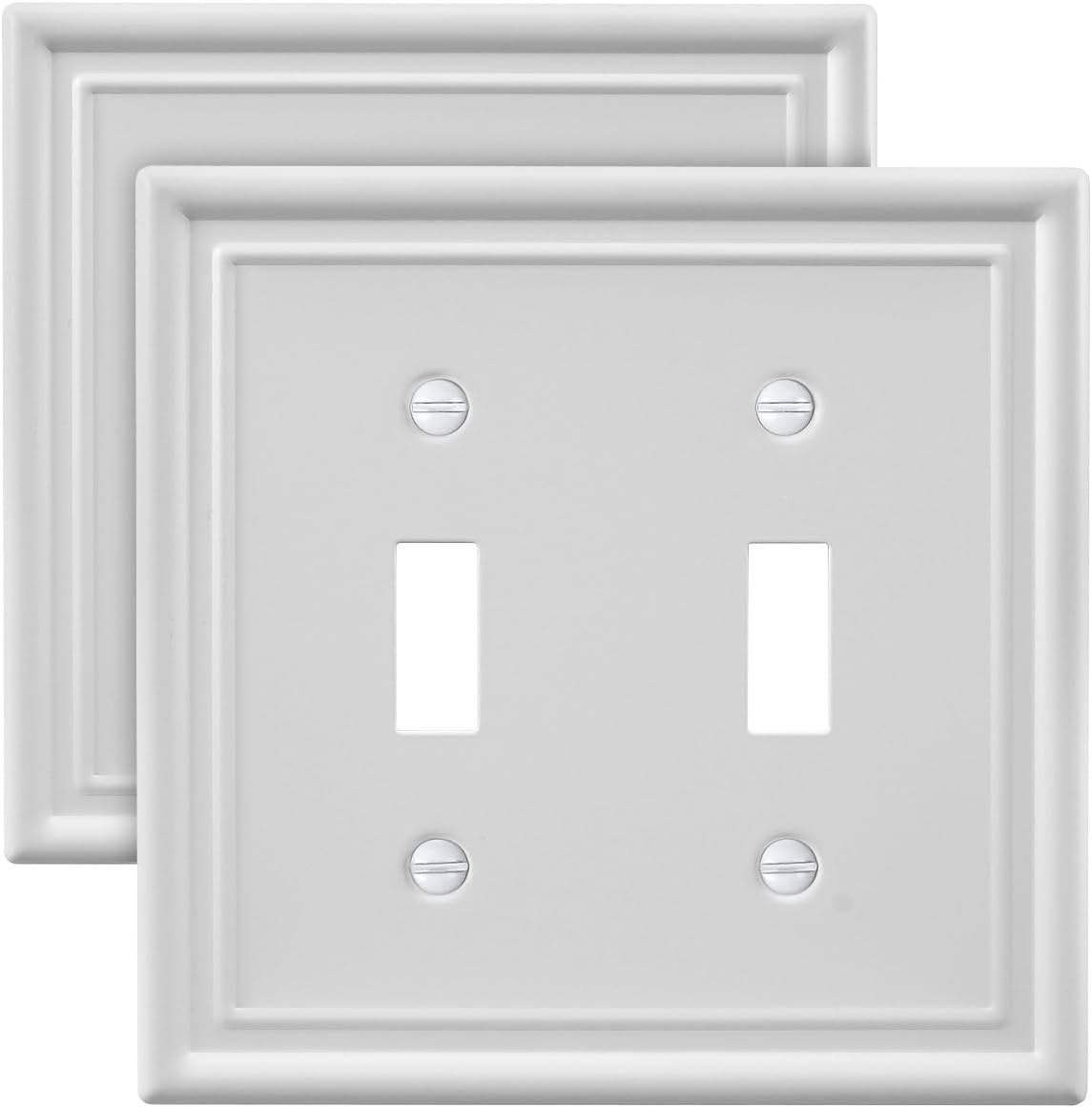 2-Pack Double Toggle Light Switch Cover Plate, Metal Switch Plate Covers, Off White Wall Plate
