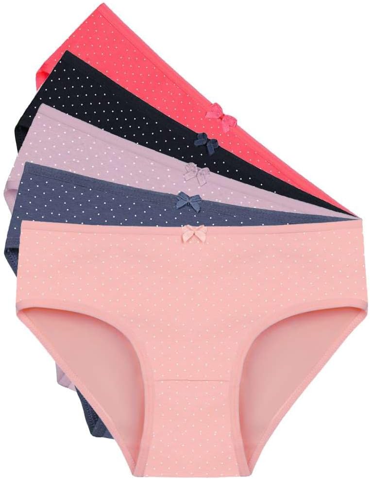 Donella Girls' Soft Cotton Underwear - Kids Bikini Brief Panties for Girls and Toddlers 5-Pack