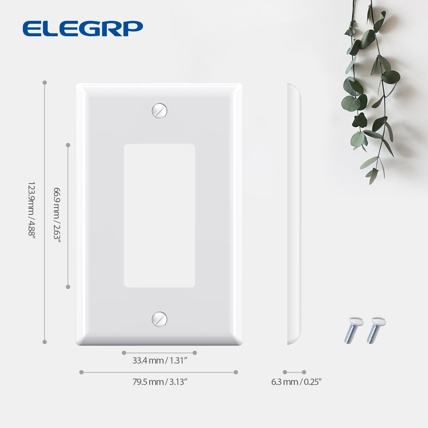 ELEGRP Decorative Receptacle Wall Plate, 1-Gang Mid Size Decorator Covers, Unbreakable