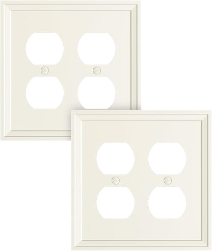 2-Pack Double Duplex Outlet Cover, Natural Bamboo Fiber Switch Plates and Outlet Covers, Light
