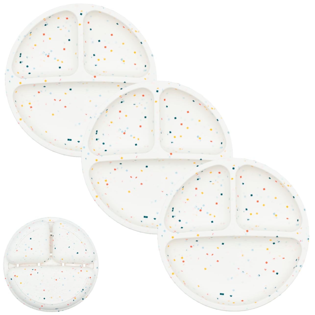WeeSprout Silicone Divided Plates (No Lids), 100% Food Grade Silicone Divided Plates for Toddlers &