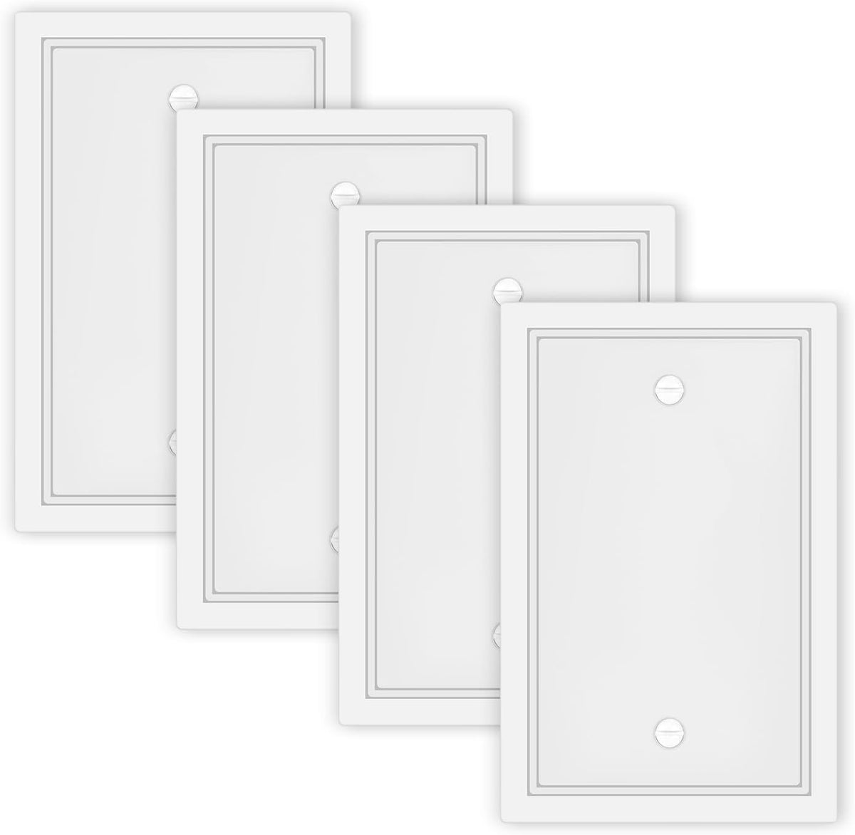 4 Pack Single Blank Outlet Cover Plate White Classic Decorative Blank Light Switch Plates Cover 1