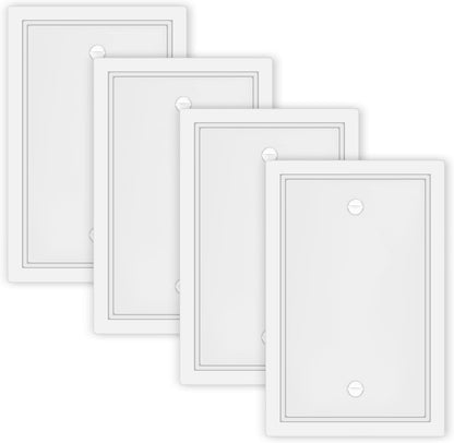4 Pack Single Blank Outlet Cover Plate White Classic Decorative Blank Light Switch Plates Cover 1