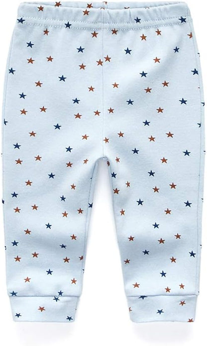 Unisex Newborn Baby Cotton 4-Pack Pants Embroidery Pringting Casual Leggings 0-24 Months for Boys