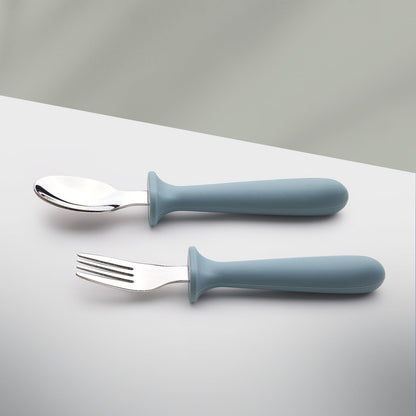 Eascrozn 2 Pack Silicone Suction Plates for Baby, Spoons and Forks Set