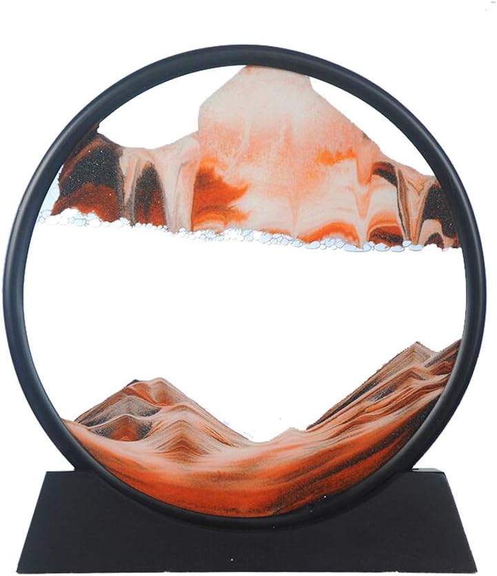 Aoderun Moving Sand Art Picture Round Glass 3D Deep Sea Sandscape in Motion Display Flowing Sand