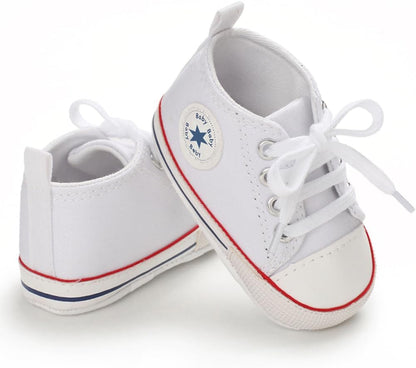 Unisex Baby Girls Boys Canvas High-top Shoes, Newborn Infant Anti-Slip Soft Sole Frist Walking