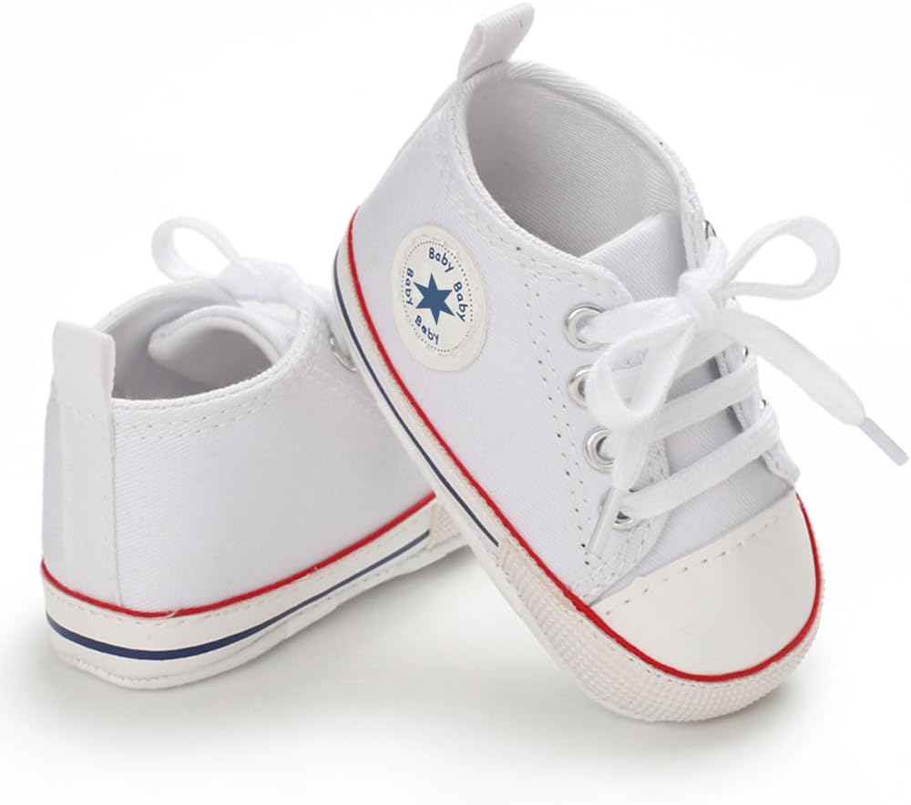 Unisex Baby Girls Boys Canvas High-top Shoes, Newborn Infant Anti-Slip Soft Sole Frist Walking