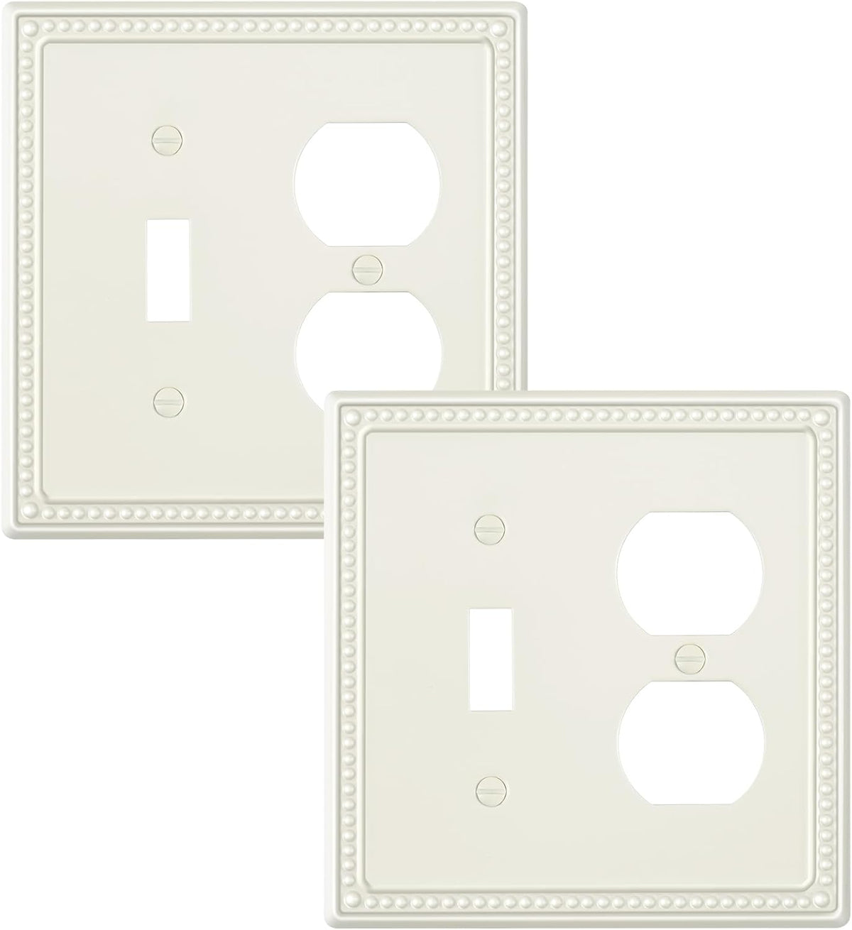 2-Pack Combo Toggle/Duplex Light Switch Cover Plate, Light Almond Metal Wall Outlet Cover Plate